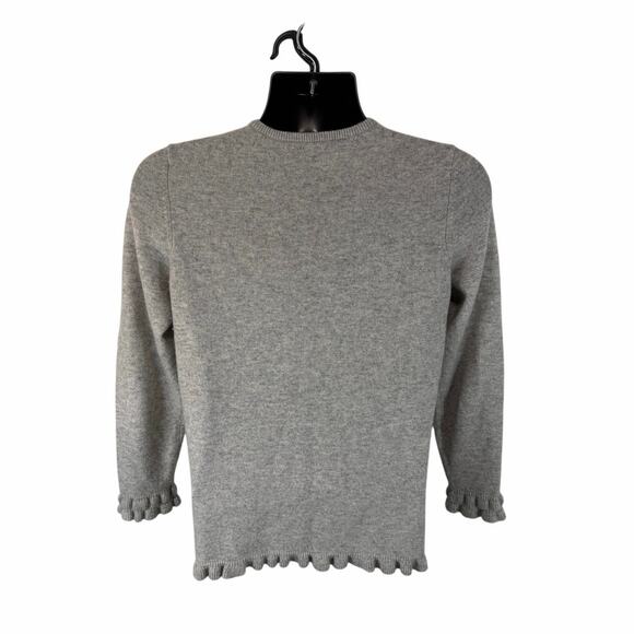 J. McLaughlin Cashmere Knit Sweater Grey Size Medium Ruffle Trim Capsule - Picture 2 of 9